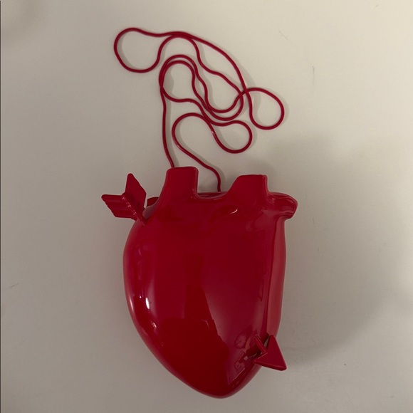 Zara Red Glossy Heart Hard Case Crossbody Bag Never Used - Picture 3 of 15
